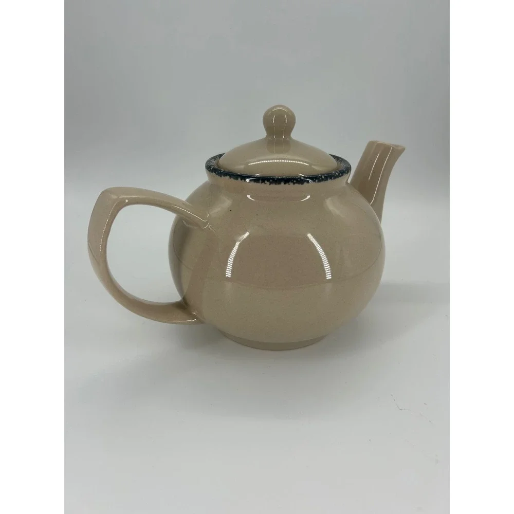 Home & Garden Party Ltd 2002 Floral Teapot Beige Stoneware Cottagecore
